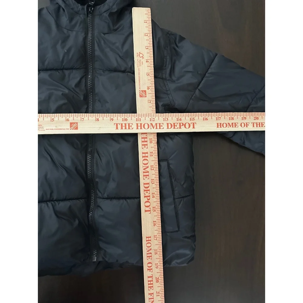 Old Navy Kids Black Puffer Jacket Hooded Fleece Lined Quilted Coat Size S 6-7